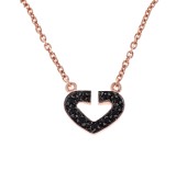 Heart necklace, rose gold with diamonds.